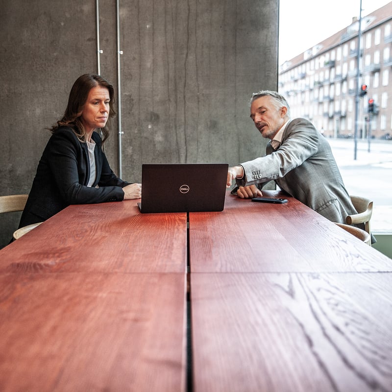 To mennesker ser på PC-skjerm
