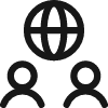 Ikon to menneskefigurer under en sirkel med mønster